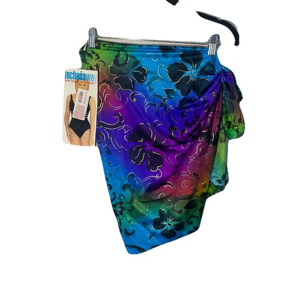 LONGITUDE TyeDye With Hibiscus Flowers Cover up/Bathing suit Cover Skirt OSFA - Picture 1 of 12